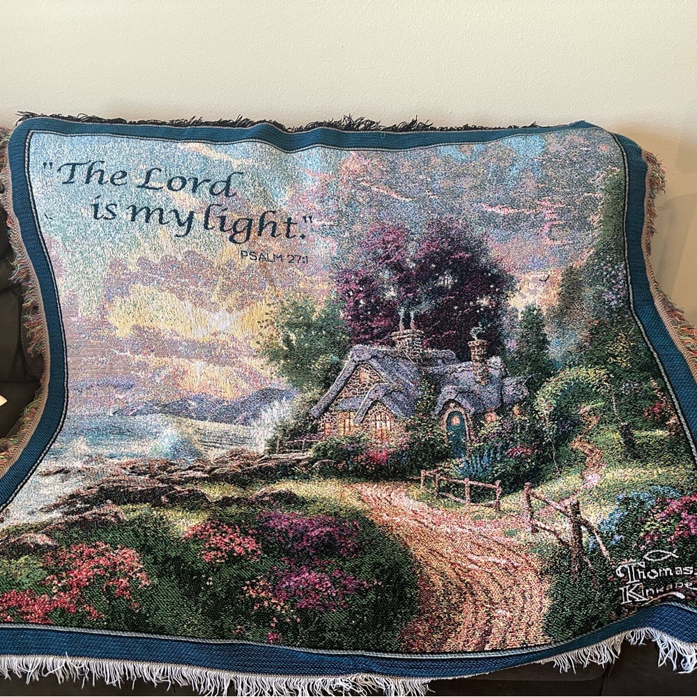 Thomas Kinkade blanket “The Lord is my light”